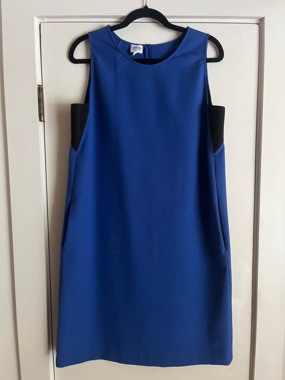 Vintage Armani Collezioni Blue Sleeveless Mini Shift Dress Size 8